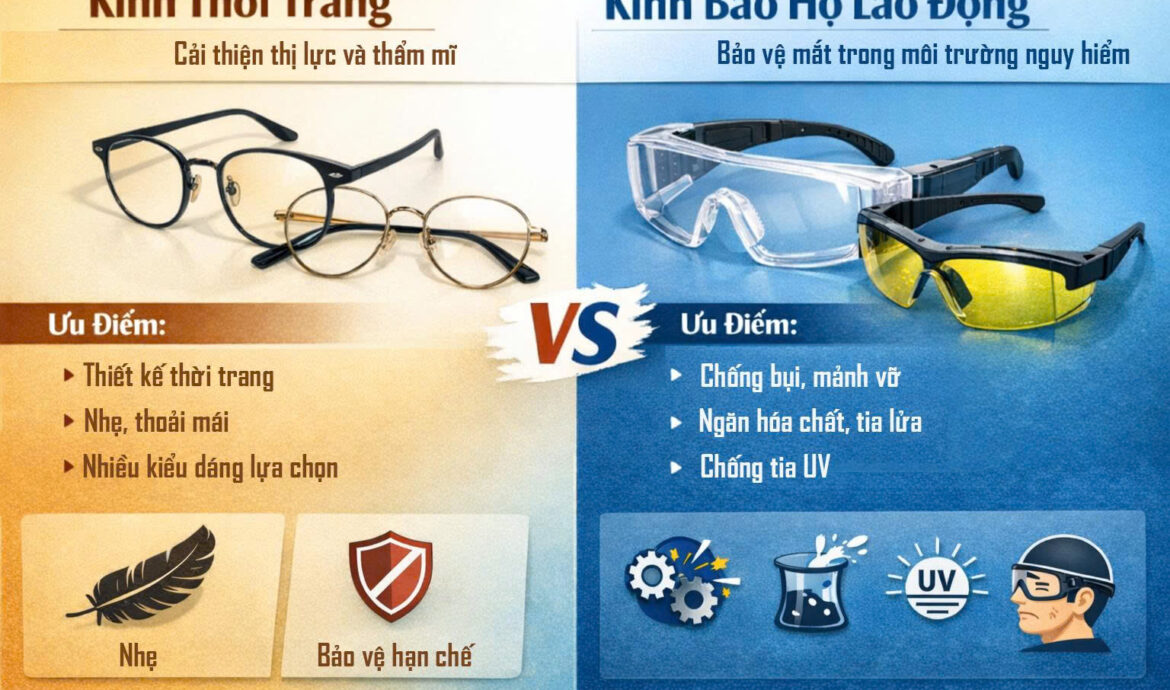 Kính bảo hộ lao động khác gì kính thời trang?